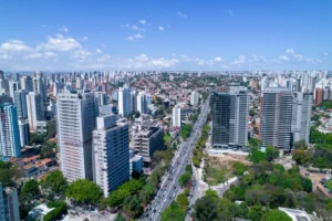 Vista aérea de área urbana no ABC Paulista para conteúdo sobre velório no ABC Paulista.